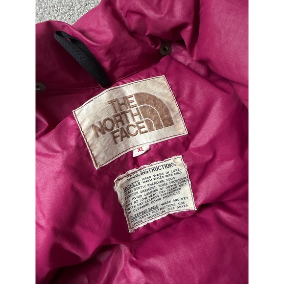 The North Face Vintage Brown Label Down Puffer Jacket Magenta XL - Picture 2 of 10